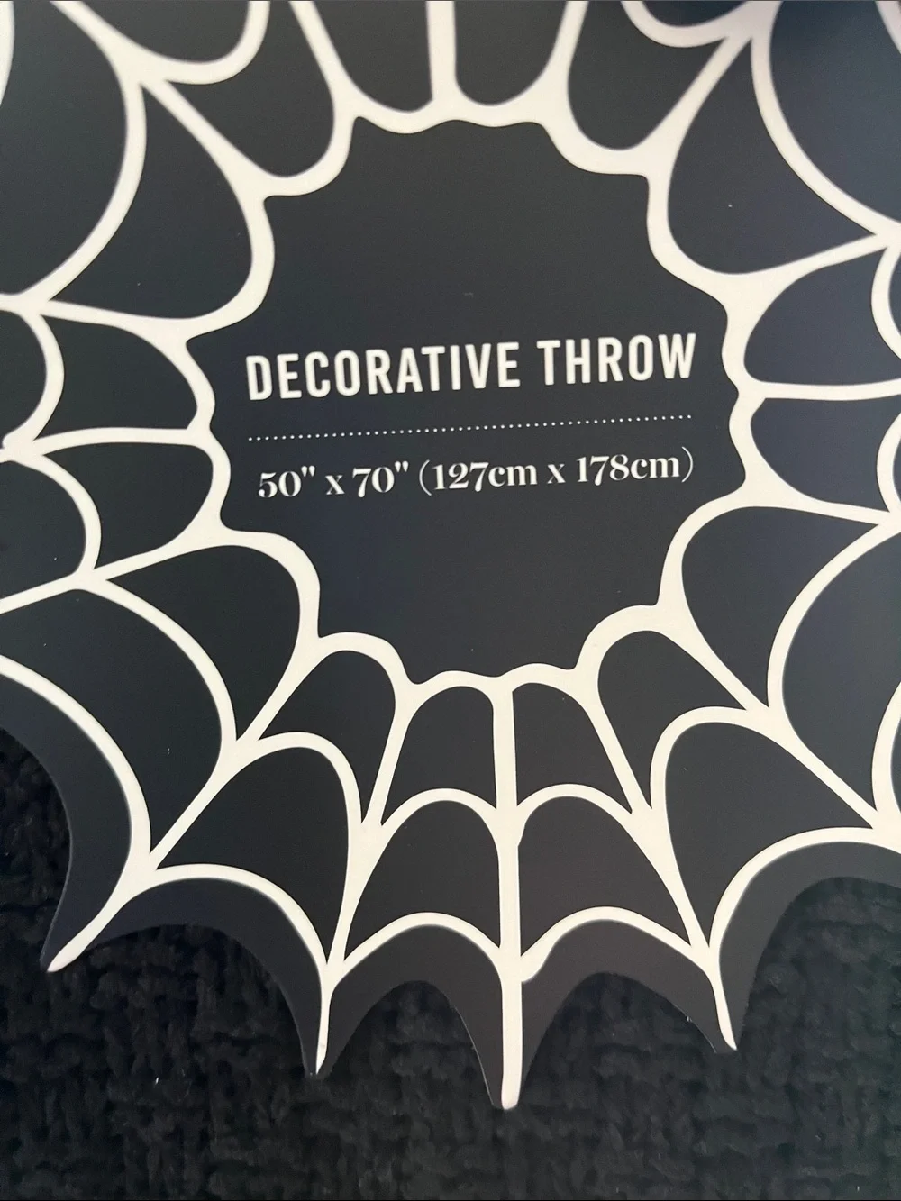 Martha Stewart Black Throw with White Crochet Ghost